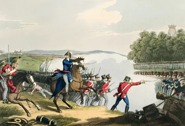 A waterlooi csata Wellington hercege döntése, Matthew Dubourg (fl.1813-20) metszete a „Történelmi, katonai és haditengerészeti anekdoták” című kocsmából. írta: Edward Orme (1774-1820 körül) 1815 (akvatinta)